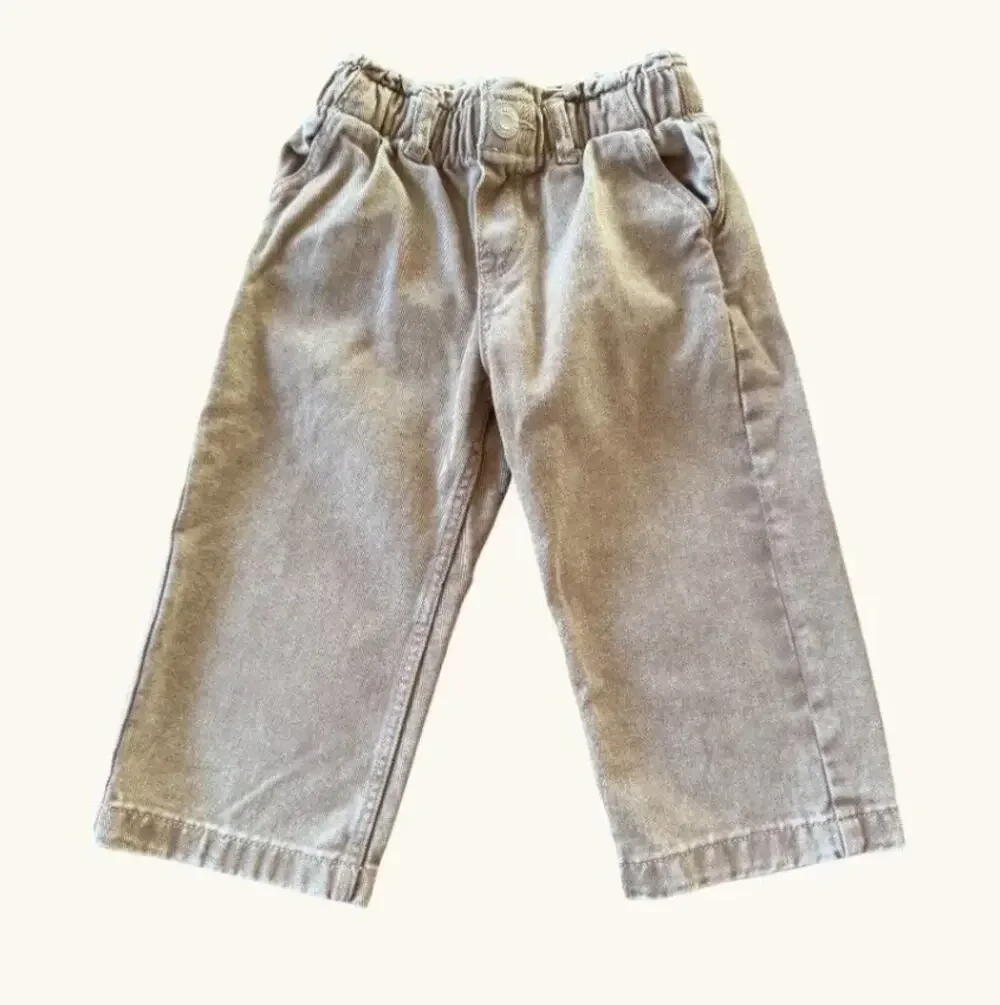 H&M Toddler Taupe Cotton Pants Elastic Waist 2T